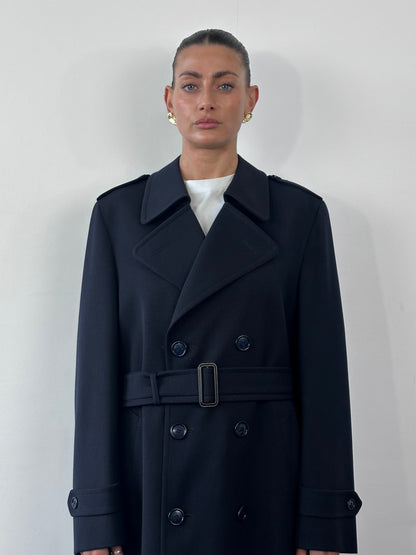 Vintage New Wool Twill Belted Trench Coat - XL