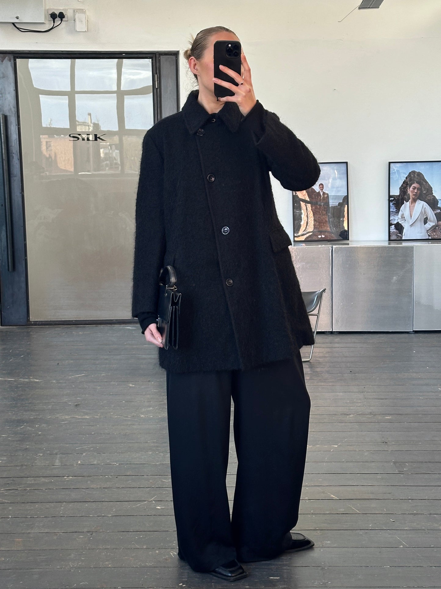 Trussardi 2000s Virgin Wool Mohair Single Breasted Coat - M