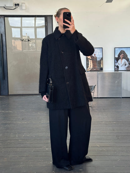 Trussardi 2000s Virgin Wool Mohair Single Breasted Coat - M