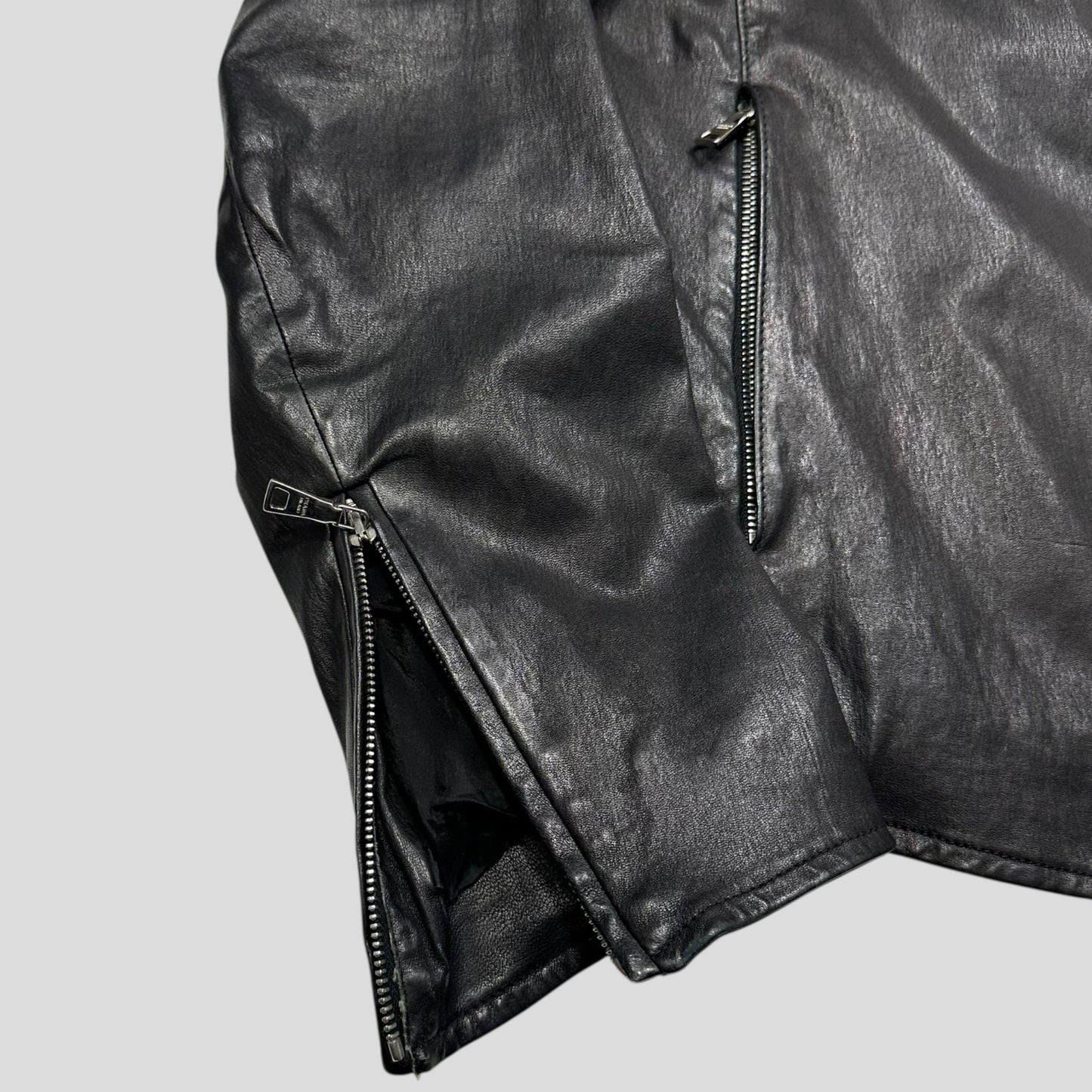 Prada Milano 2013 Lambskin Leather Biker Pocket Jacket - L