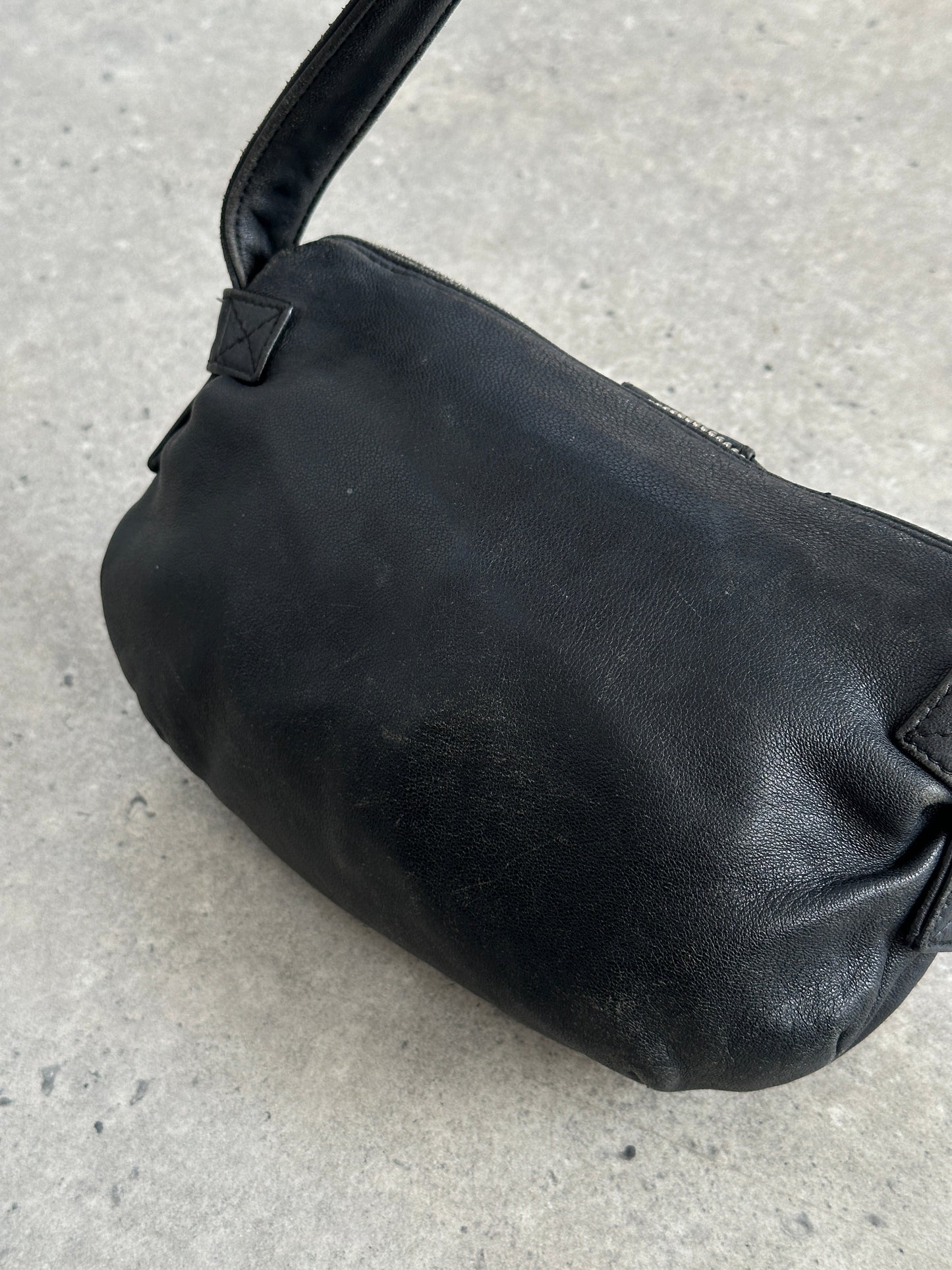 Emporio Armani 2000s Aged Leather Shoulder Bag