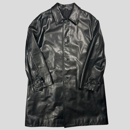 Prada Milano AW98 Wool Lined Gloss Leather Matrix Trench Coat - IT50