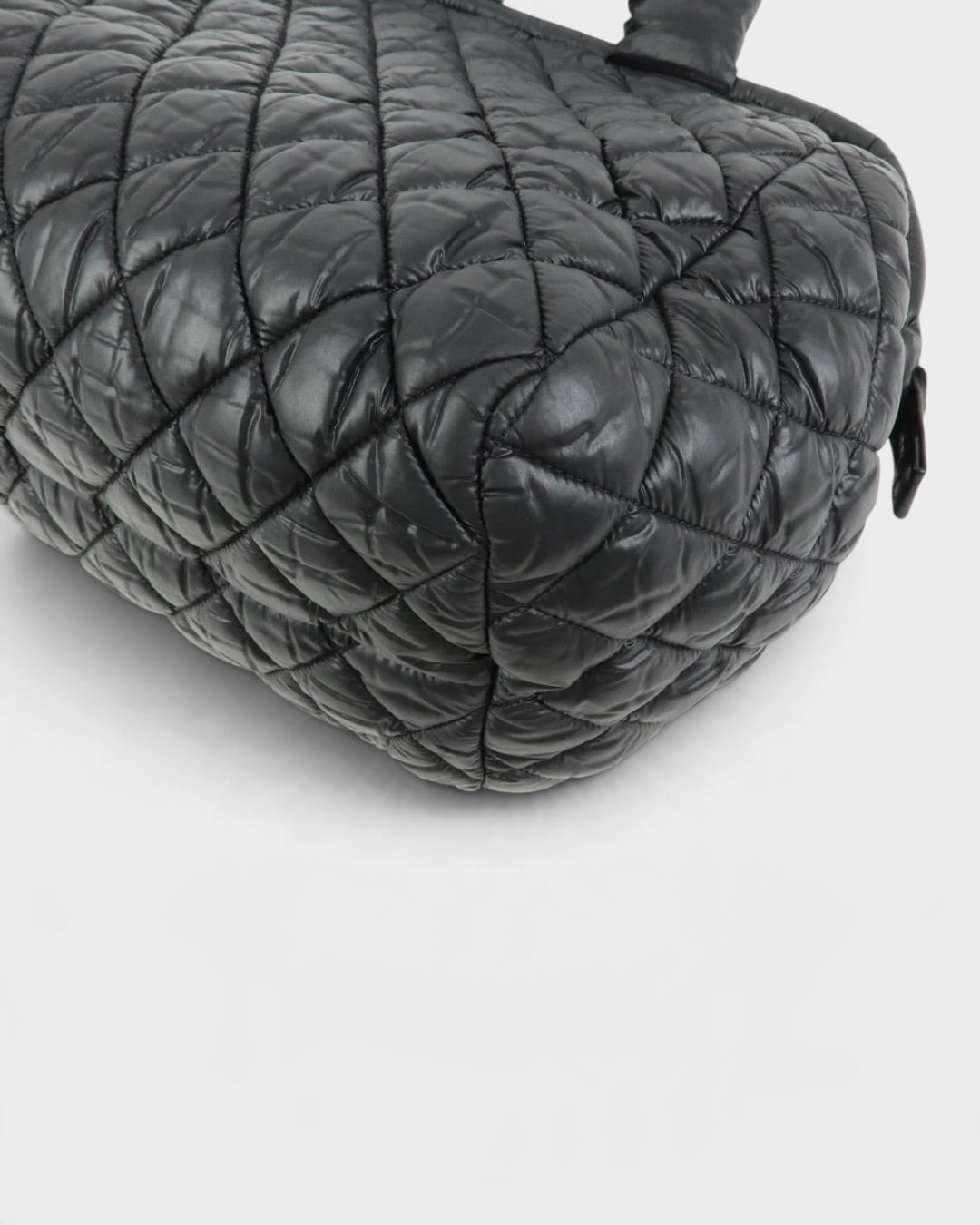 2000/2002 Chanel Coco Concoon Nylon Leather Boston Handbag Black | O/S, Black