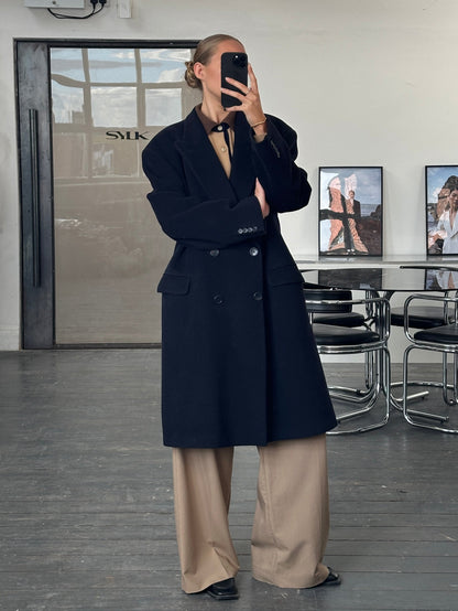 Vintage 1990s Wool Cashmere Double Breasted Coat - XXL