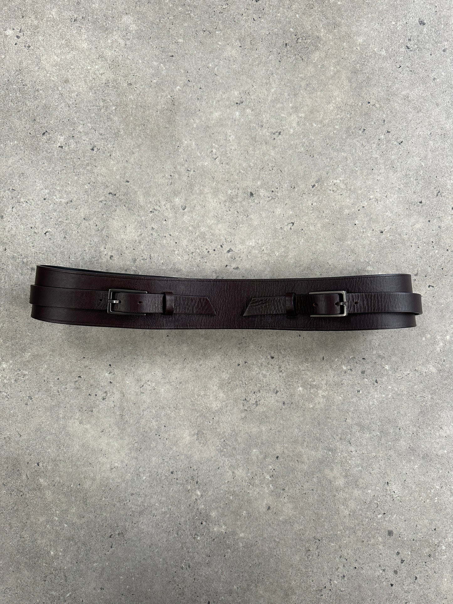 Emporio Armani 2000s Brown Leather EA Buckle Belt - W30–32