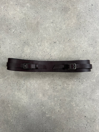 Emporio Armani 2000s Brown Leather EA Buckle Belt - W30–32