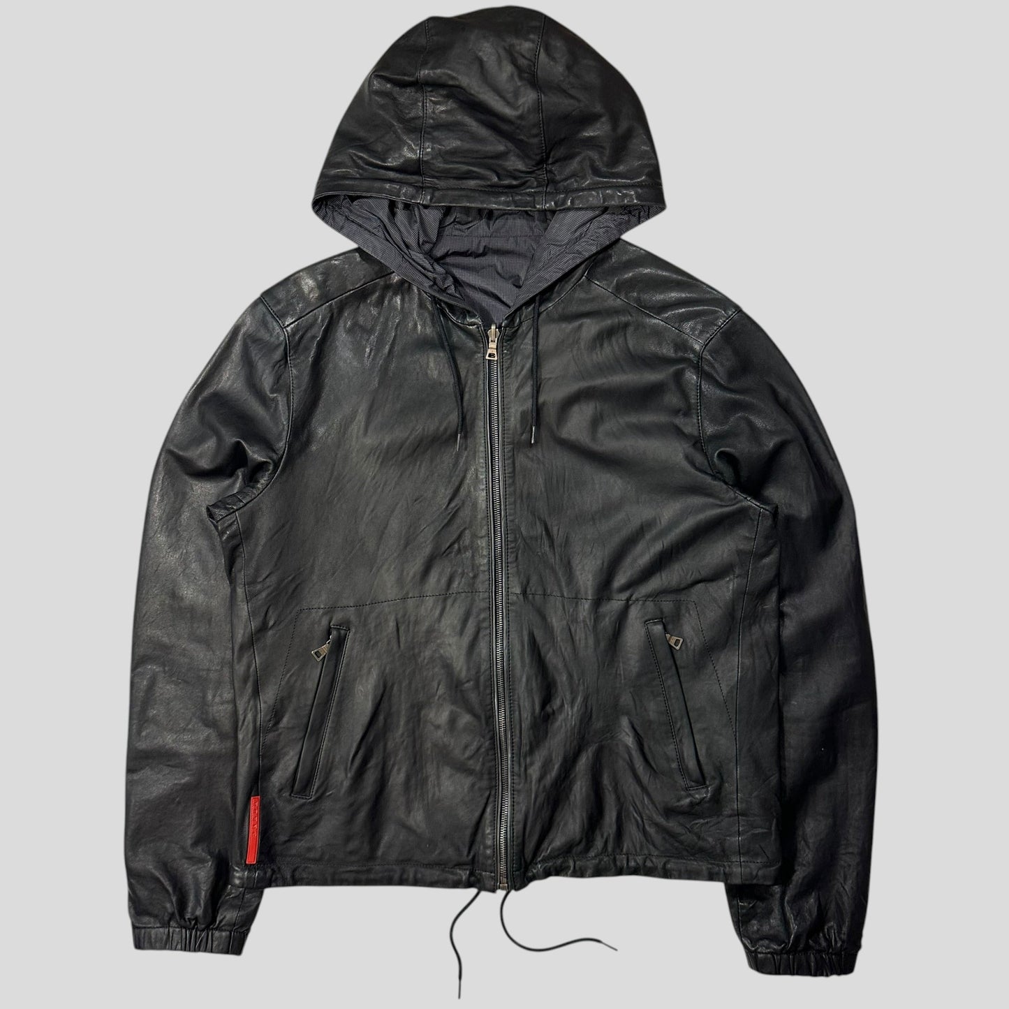 Prada Sport 2010 Reversible Leather + Micro Check Nylon Jacket - IT52