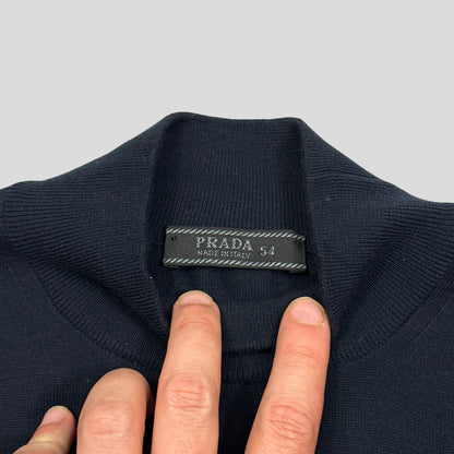 Prada 00’s Navy Mock Neck Pullover Lightweight Knit - L