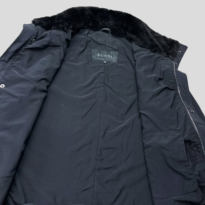 Gucci by Tom Ford 1999 Ballistic Nylon Taped Seam Shearling Collar Coat - L | Default Title, Multicoloured