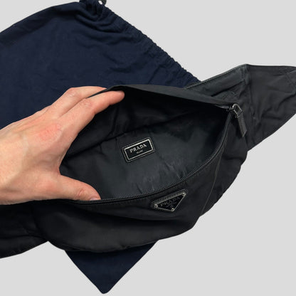 Prada Milano Plaque Logo Black Nylon Crossbody Beltbag