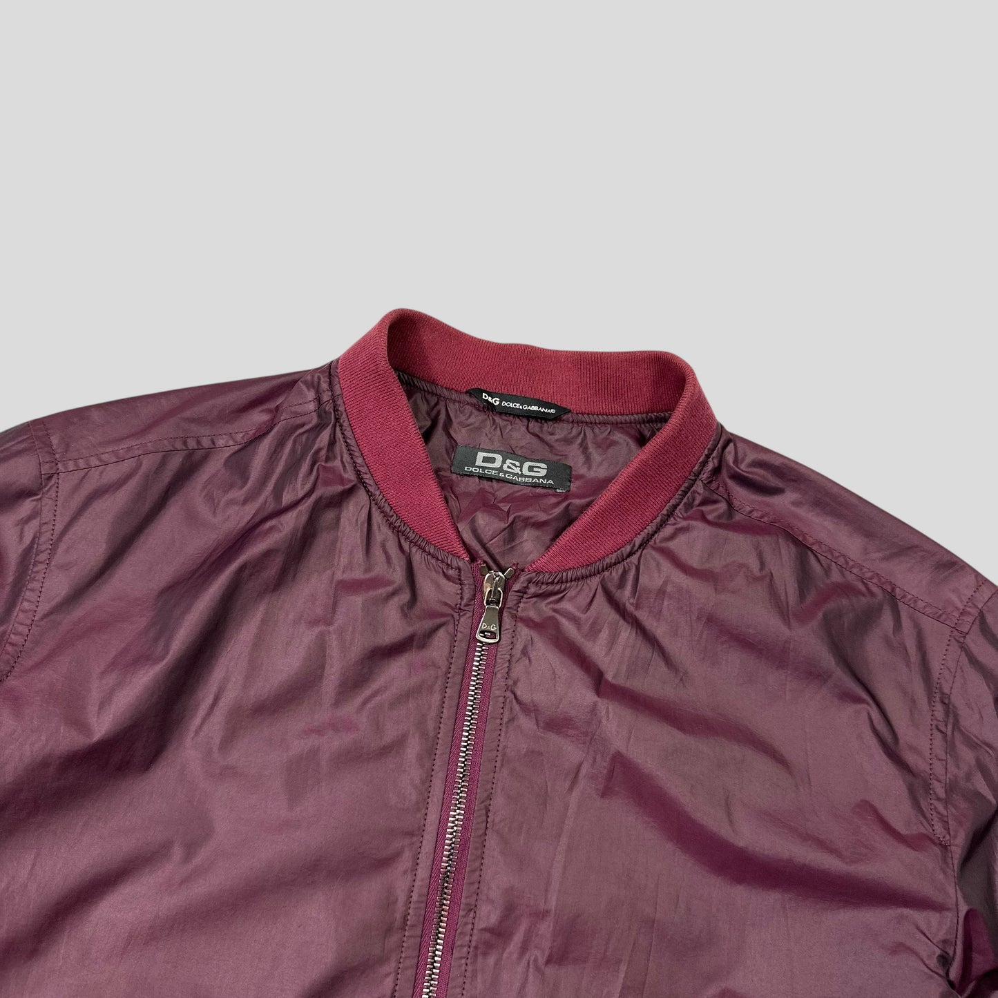 D&G 00’s Dolce & Gabbana Iridescent Nylon Bomber Jacket - IT50 (M) | Default Title, Burgundy
