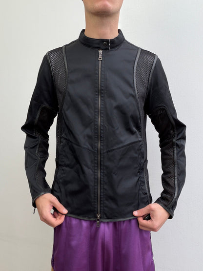 Prada Sport SS00 Leather-Trim Mesh Biker Jacket | Medium, Black
