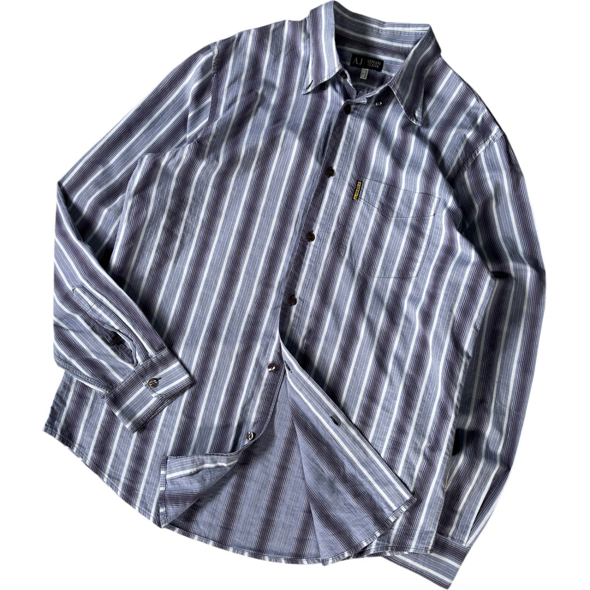 Armani Jeans 00’s Striped Cotton Shirt L | Large, Multicoloured