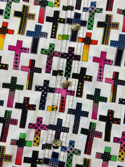 Versace VJC 90’s Rainbow Crosses Medusa Button Shirt - M (L/XL) | O/S, Gold