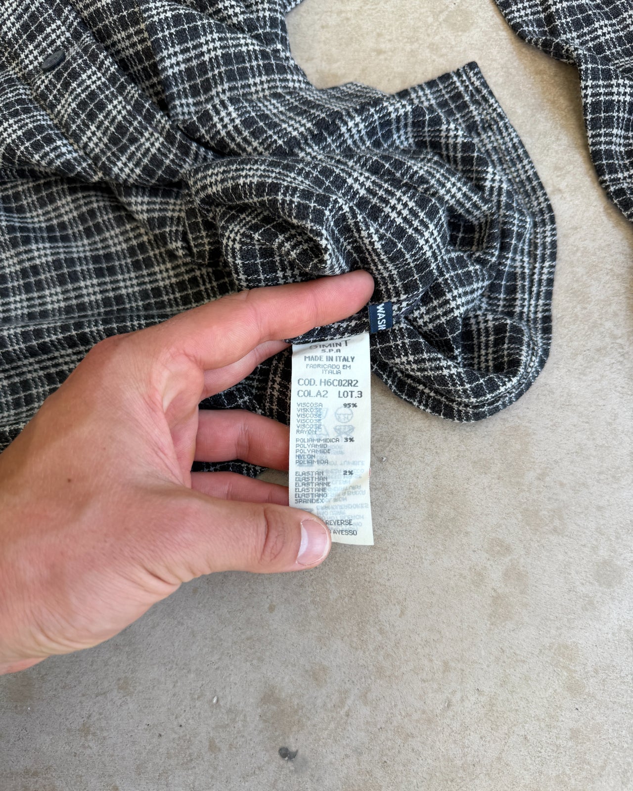 Armani Jeans Black and Grey Checked Long Sleeve Shirt – L/XL-on a concrete background