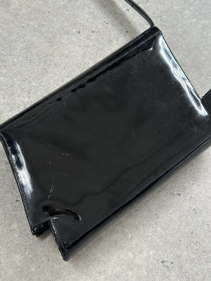 Charles Jourdan 1990s Asymmetric Patent Crossbody Bag