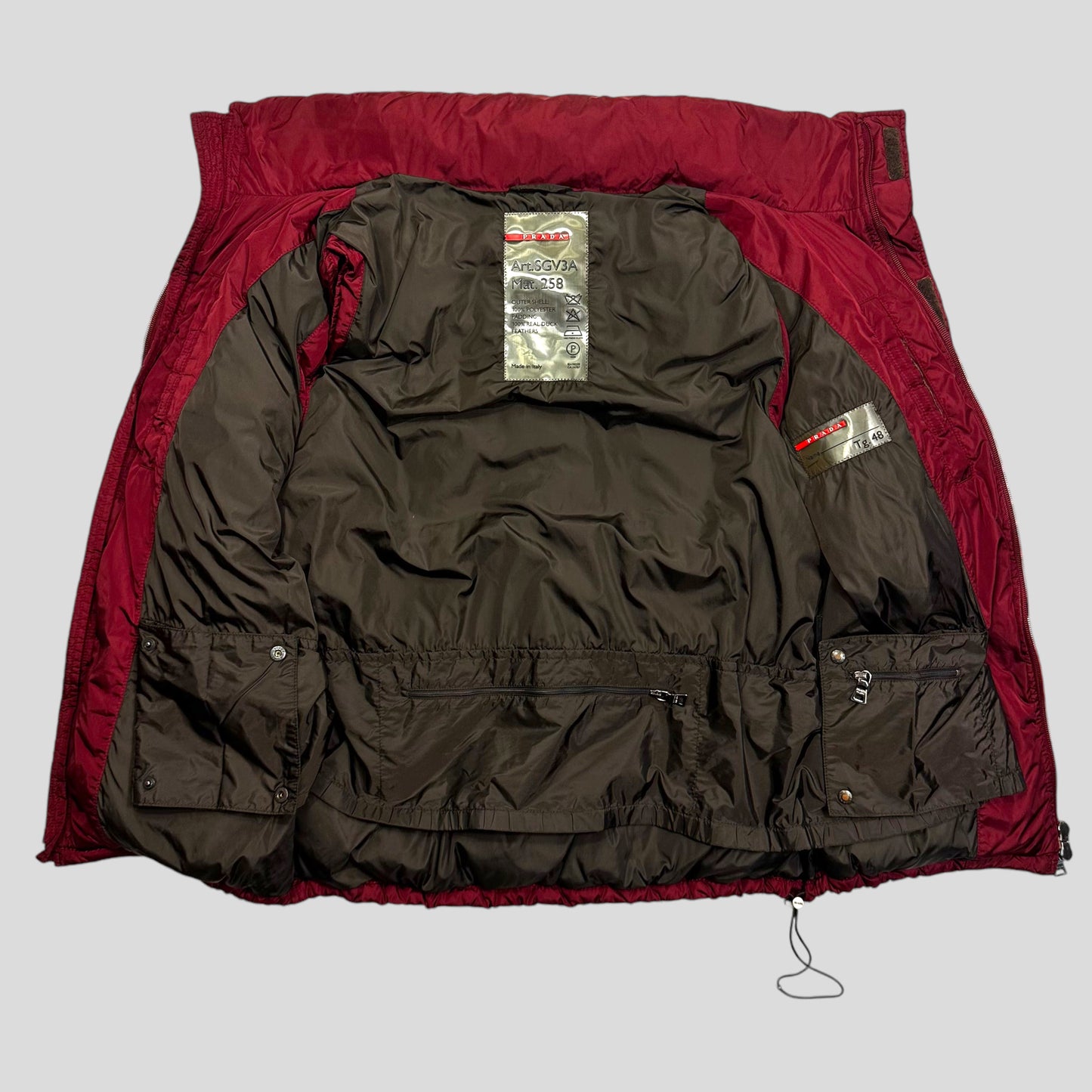 Prada Sport AW00 Nylon Down Technical Gilet Puffer - IT48 (M/L) | Default Title, Metallic Wine Red