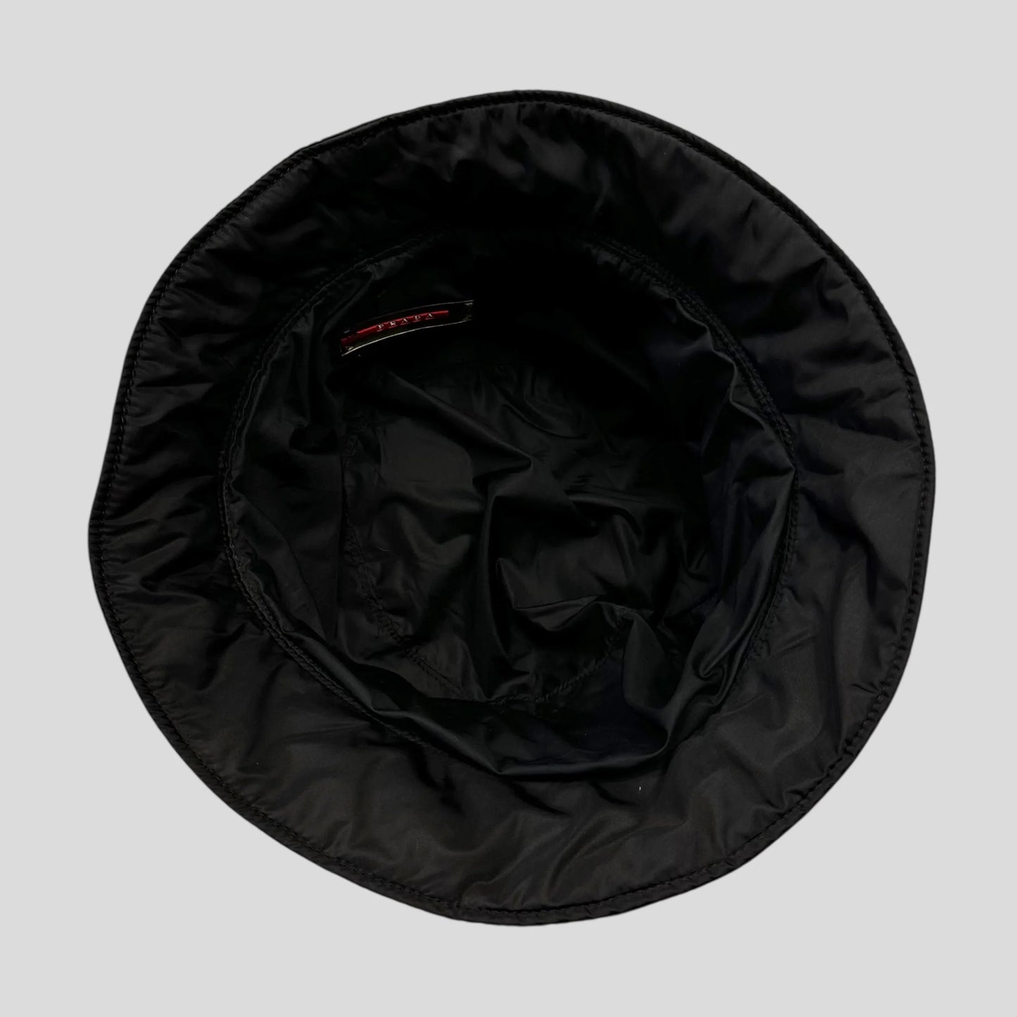 Prada Sport 1999 Nylon Padded Red Tab Bucket Hat - M/L