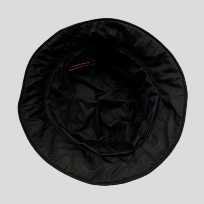 Prada Sport 1999 Nylon Padded Red Tab Bucket Hat - M/L