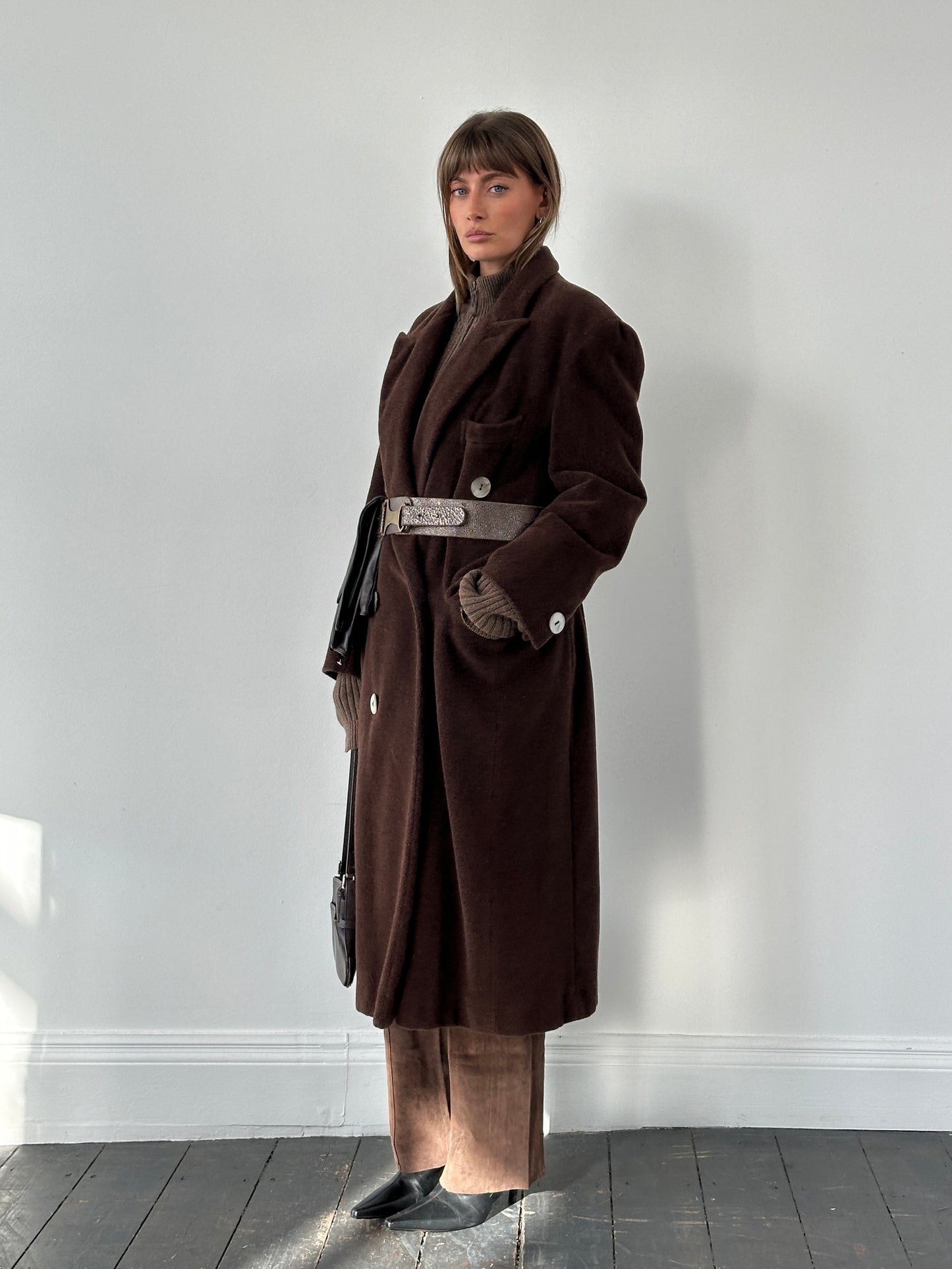 Moschino 1980s Wool Cashmere Double Breasted Coat - XL