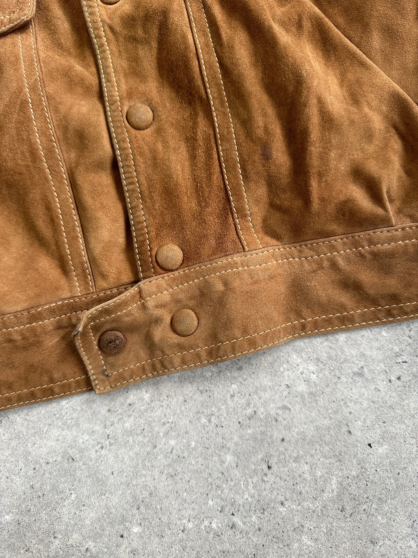 Vintage High Neck Suede Bomber Jacket - M