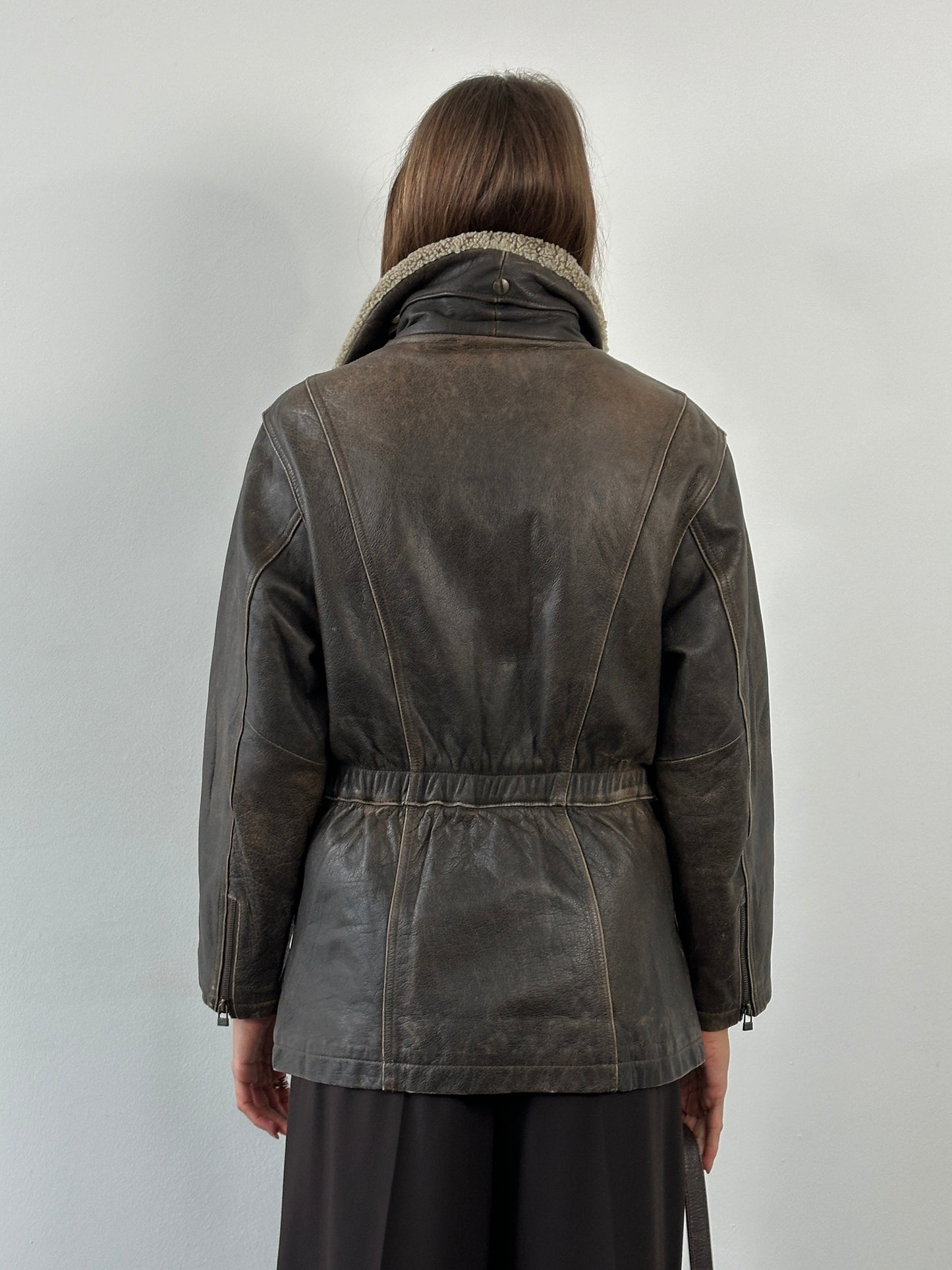 Vintage 1990s Aged Aviator Leather Jacket - M