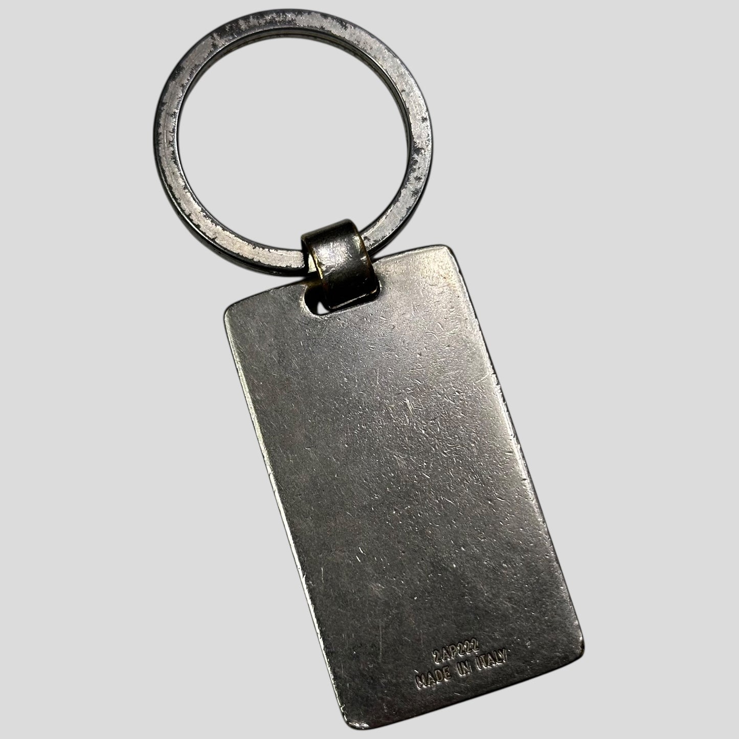 Prada 2000’s Metal Plaque Keyring / Bag Accessory