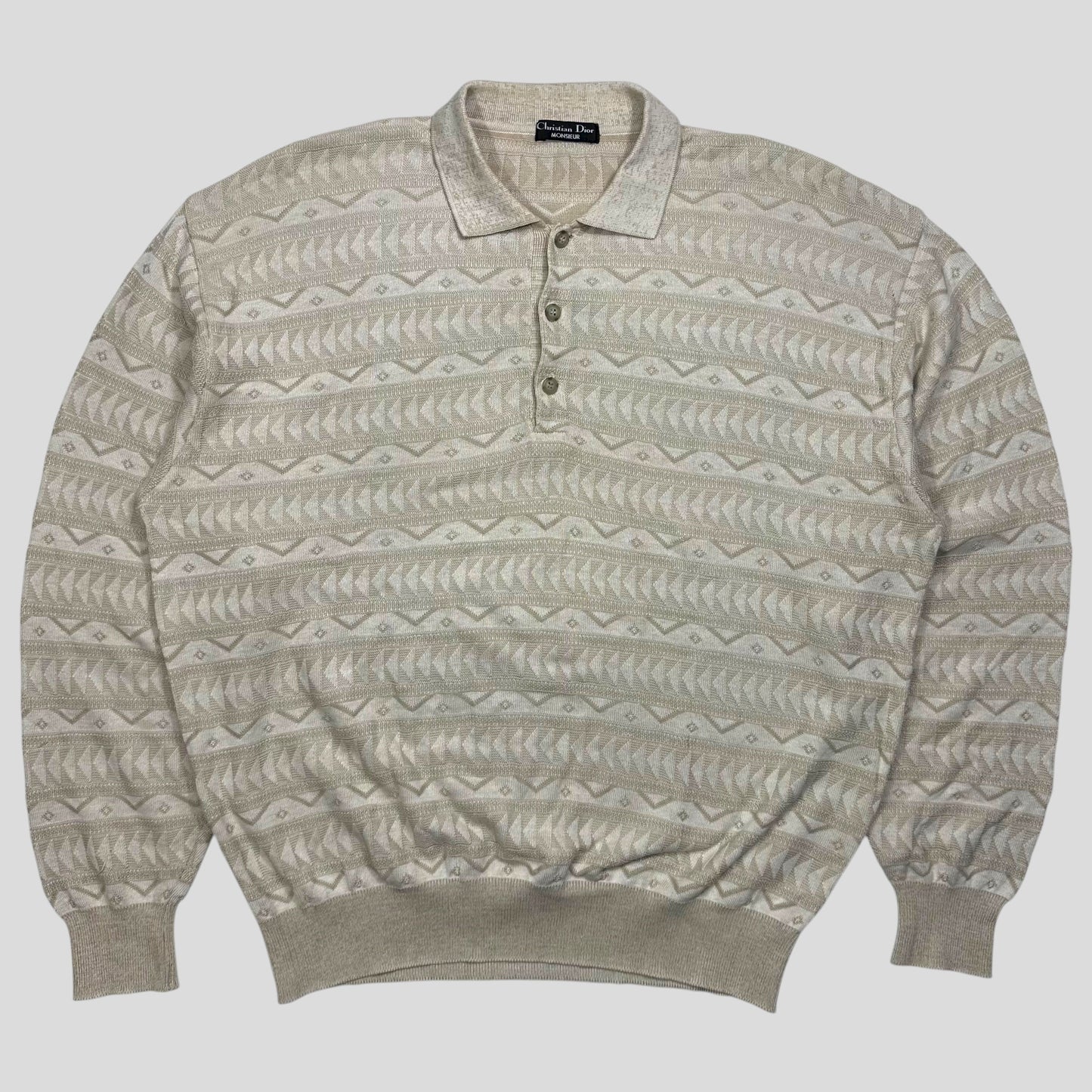 Christian Dior Monsieur 80’s 3D Textured Aztec Knit - L