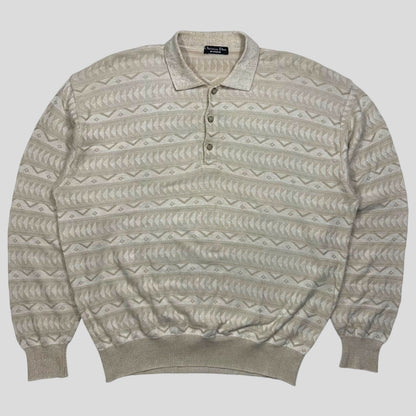Christian Dior Monsieur 80’s 3D Textured Aztec Knit - L | Oatmeal