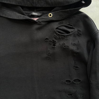 DIESEL DISTRESSED HOODIE | O/S, Black