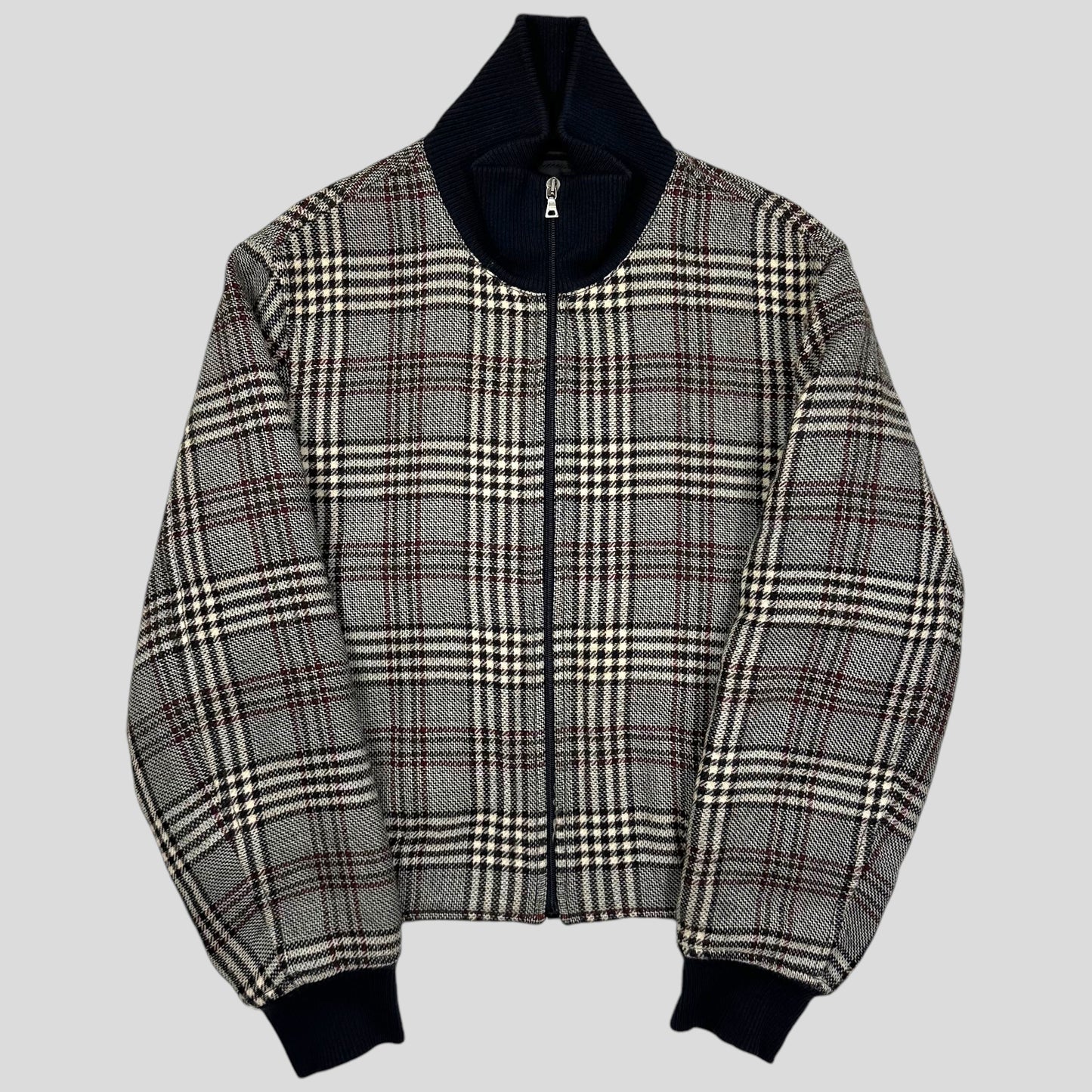 Prada Milano AW00 Virgin Wool Padded Plaid Boxy Jacket - L