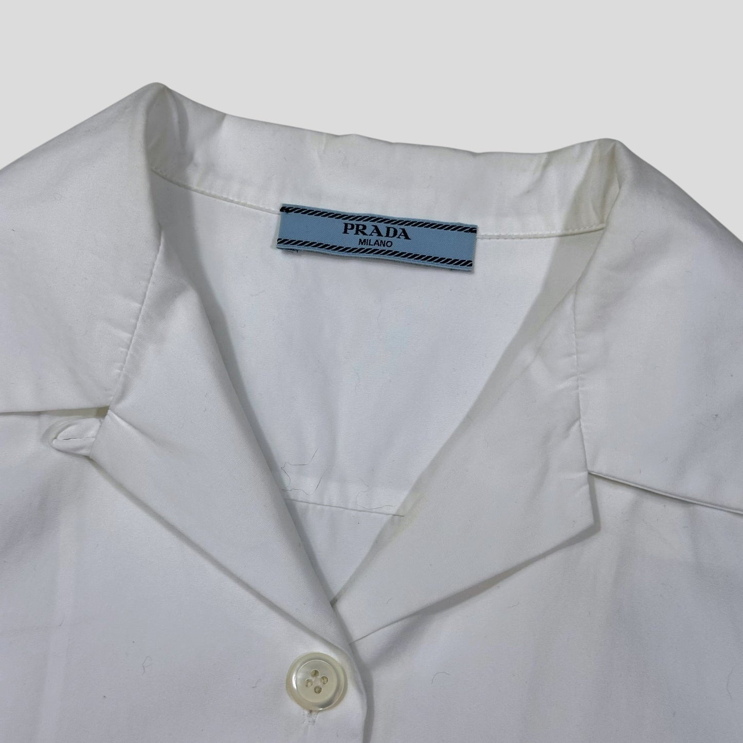 Prada Milano 2019 Camp Collar Triangle Logo Boxy Shirt - IT38 | Default Title, Multicoloured