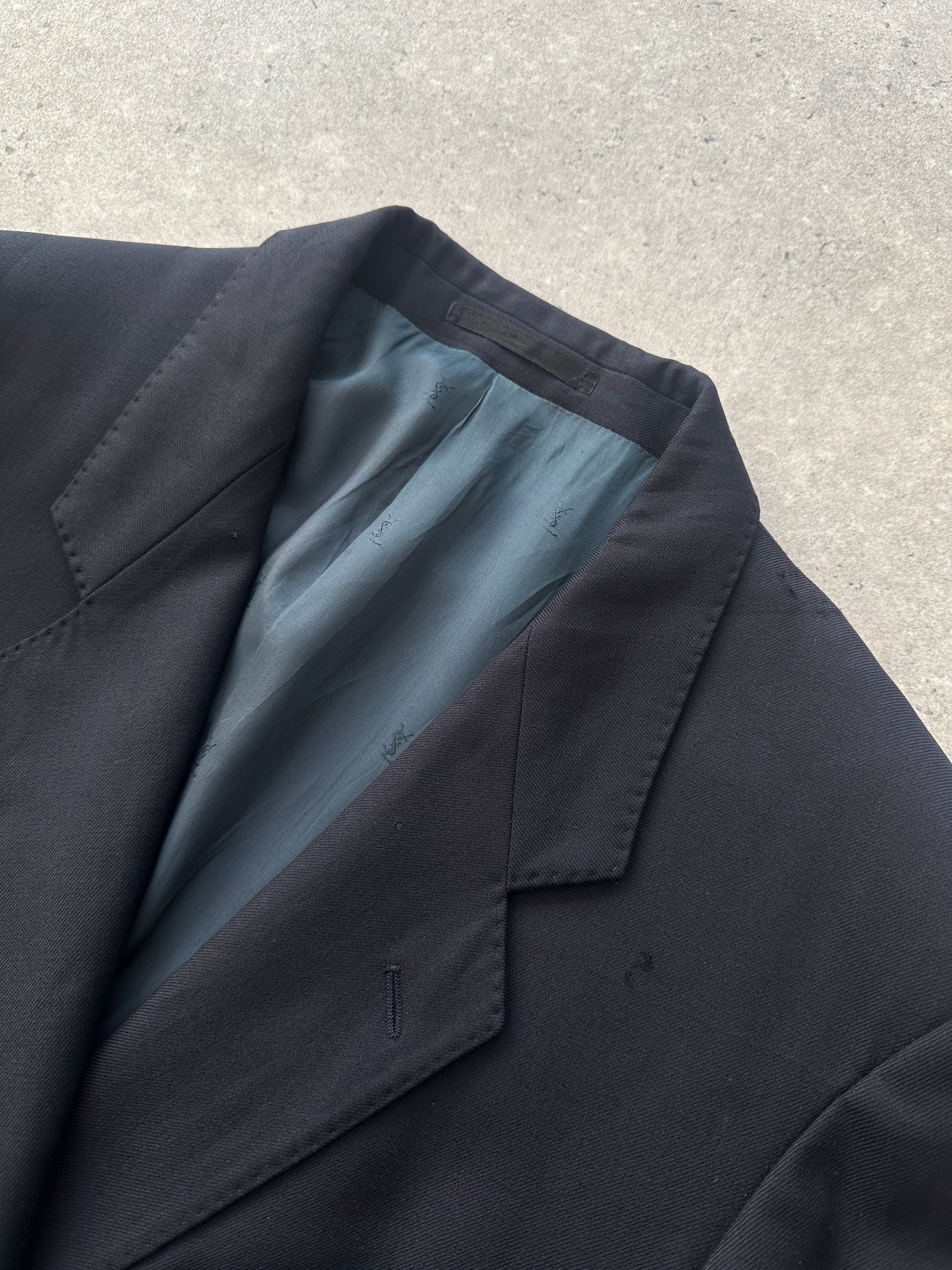 Yves Saint Laurent Pour Homme 1980s Pure Wool Bespoke Button Blazer - XL