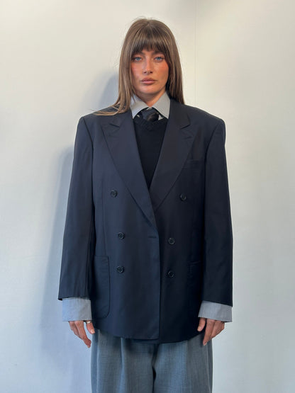 Louis Feraud x Loro Piana 1990s Pure Wool Double Breasted Blazer - 40R/L