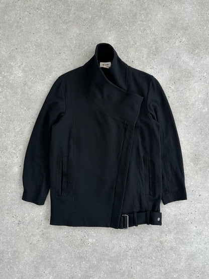 Helmut Lang Asymmetric High Neck Wool Belted Jacket - S