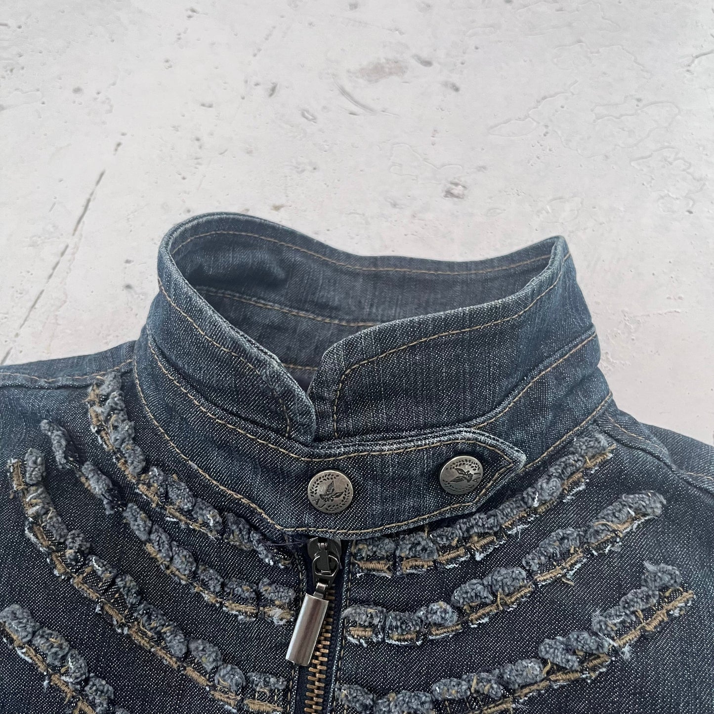 2000s armani jeans frayed blue denim jacket | Blue, Blue