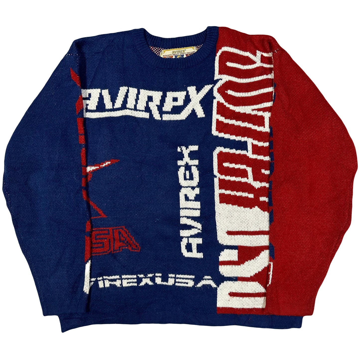 Avirex Multi Logo Knitted Sweatshirt In Red ( L )