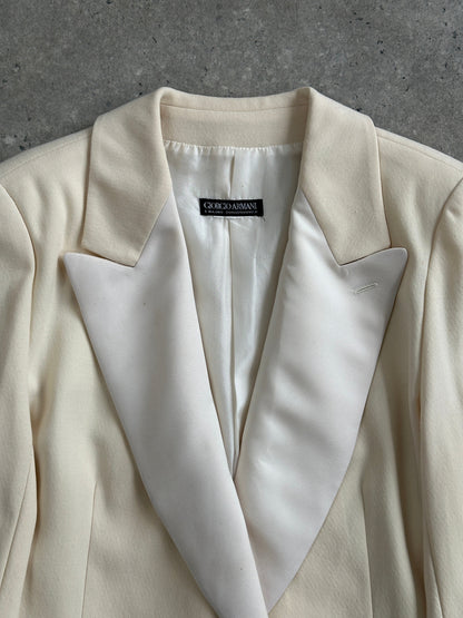 Giorgio Armani 1980s Wool Satin Tuxedo Blazer - S/M