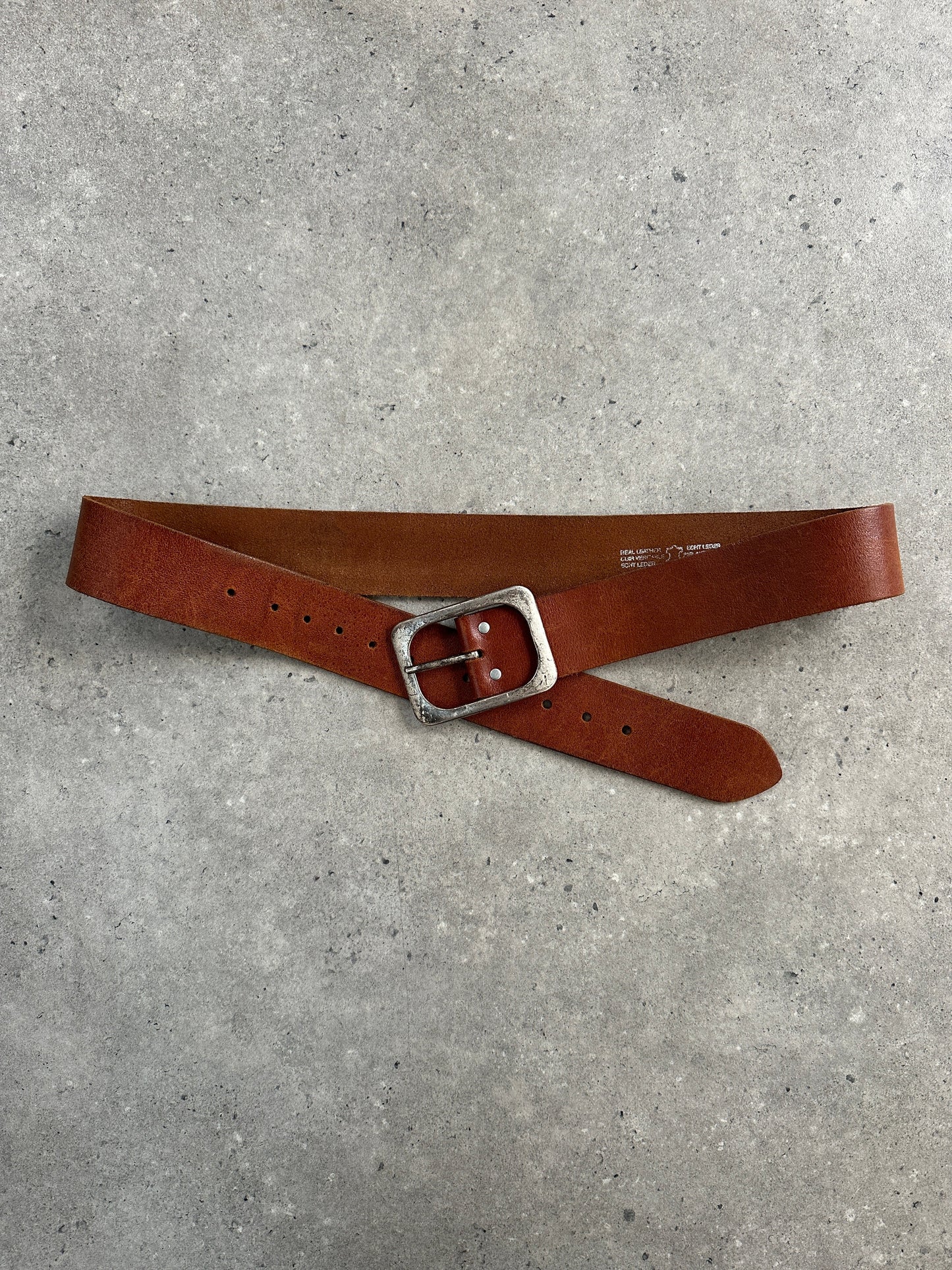 Vintage 1990s Square Leather Chunky Belt - W33-43