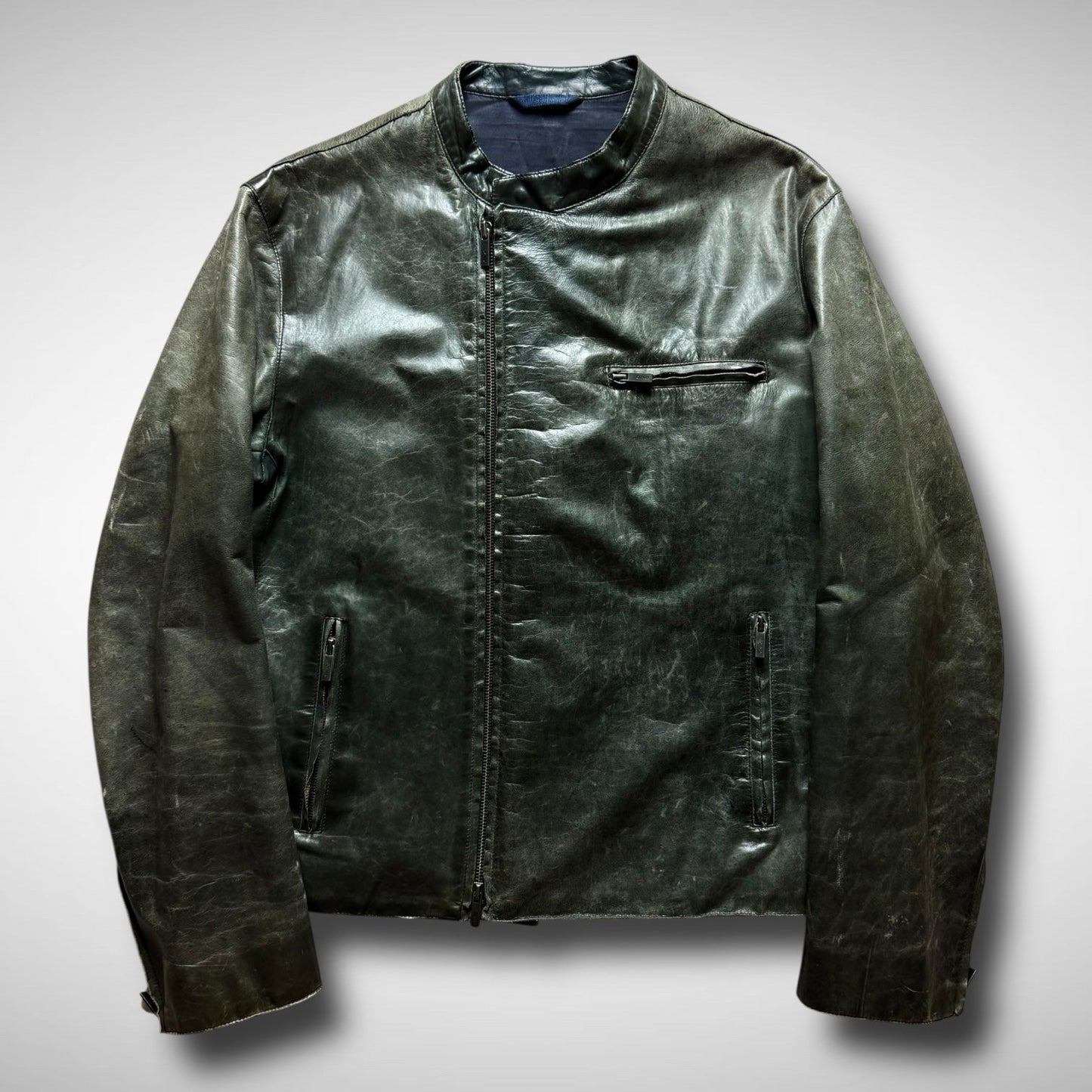 Kenzo Asymmetrical Zip Leather Jacket (1999-2003)