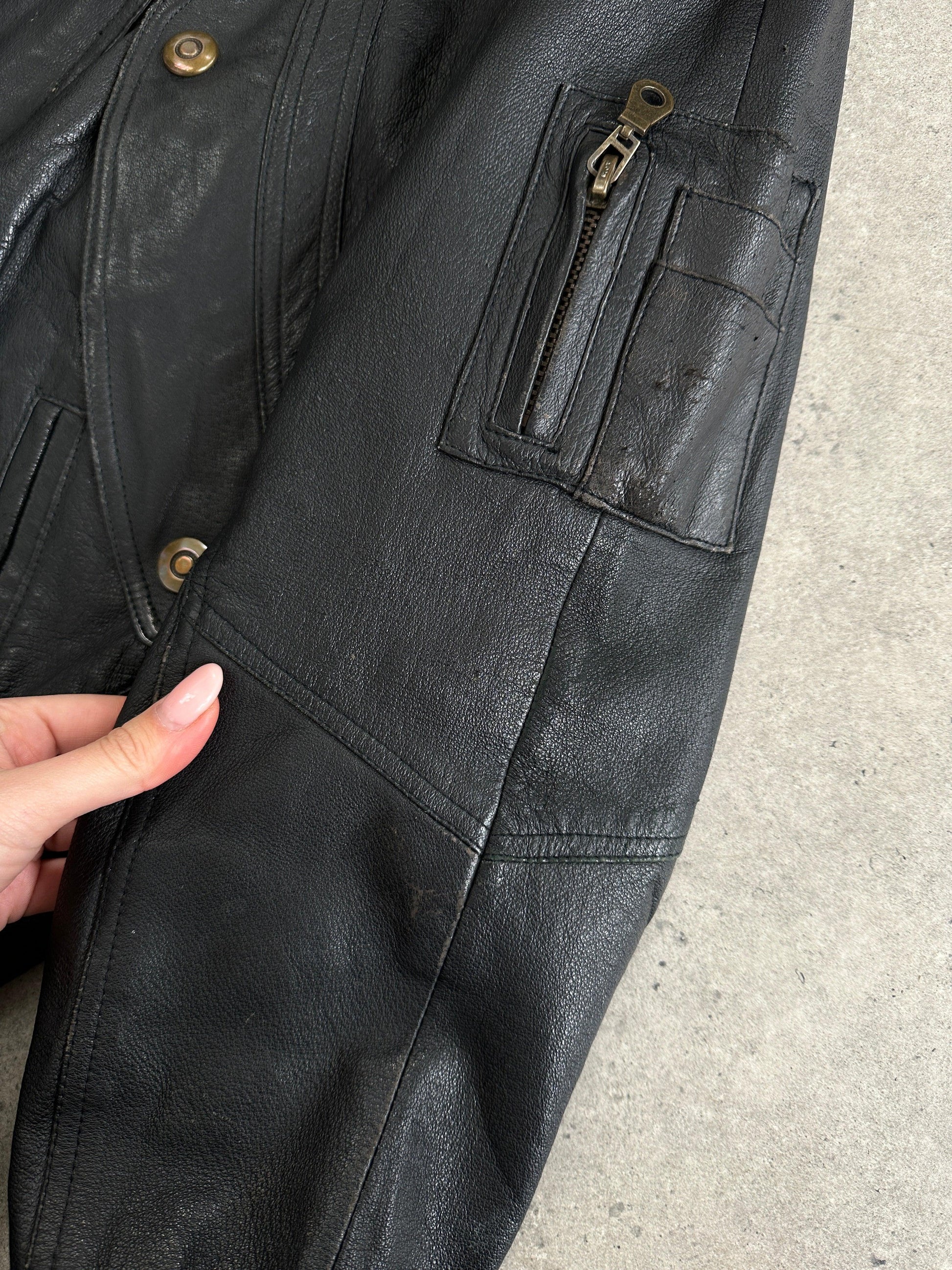 Vintage Leather Bomber Jacket - L/XL - Known Source