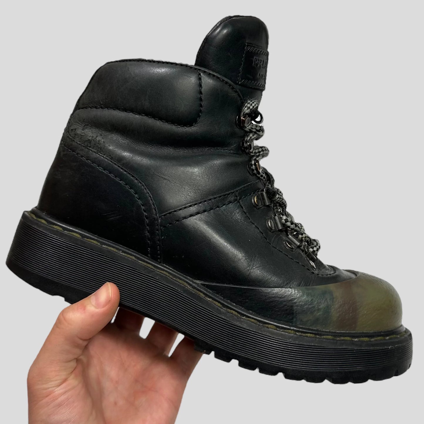 Prada Milano Leather Combat Boots - UK4.5/5