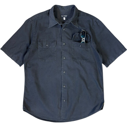 Armani Jeans 00’s Linen Short Sleeve Shirt L | Large, Navy