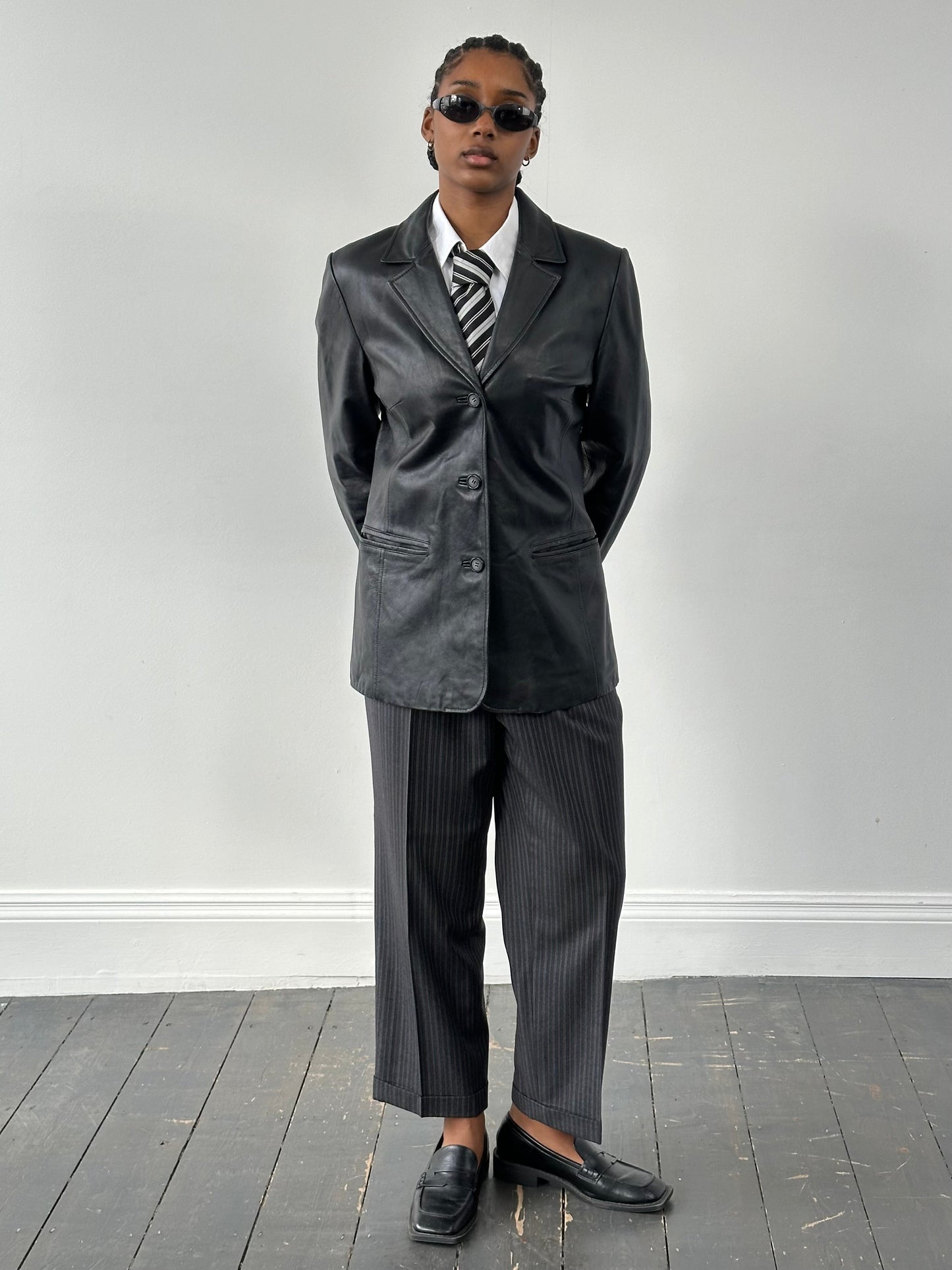 Vintage 1990s Minimal Leather Jacket - M