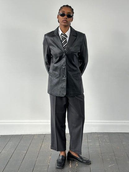 Vintage 1990s Minimal Leather Jacket - M