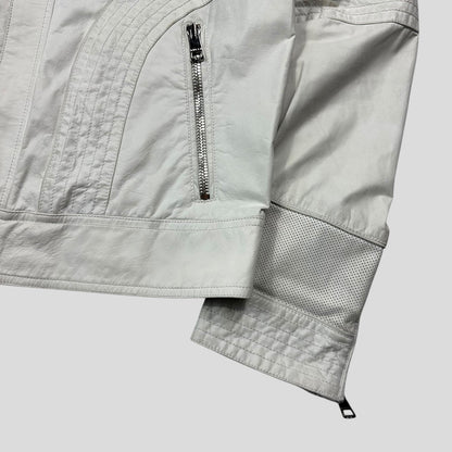 Gucci 2010 Nappa Leather Café Racer Perforated Panelled Biker Jacket - IT54 (L) | Default Title, White