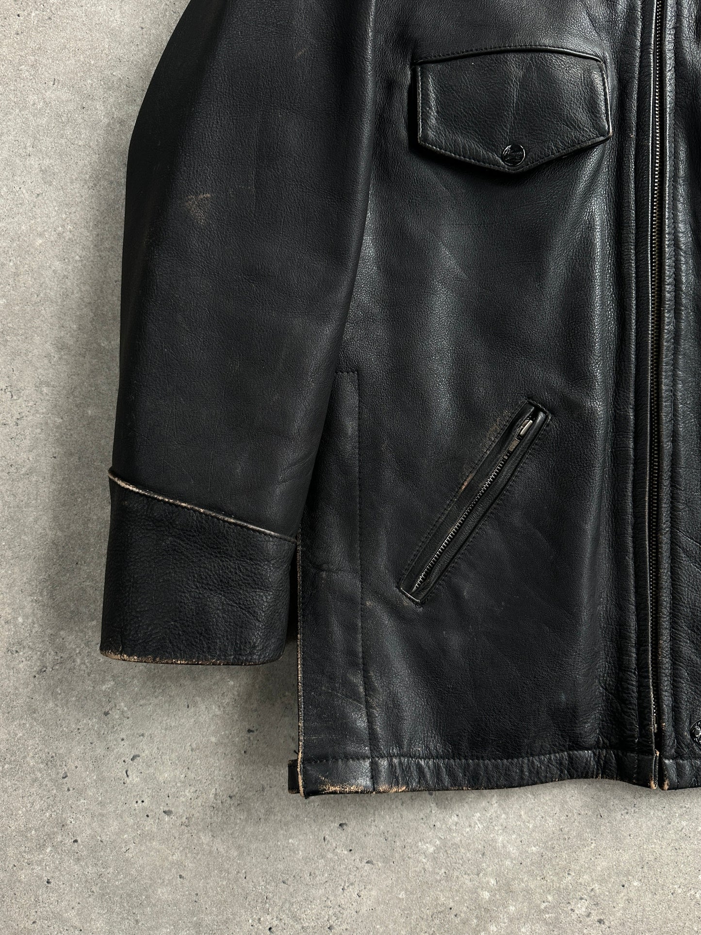 Vintage 1990s Aged Leather Jacket - M/L