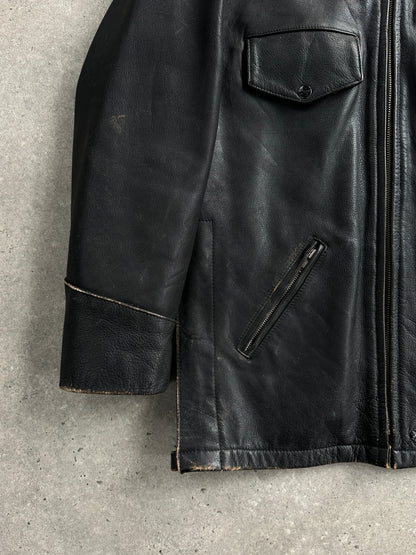 Vintage 1990s Aged Leather Jacket - M/L