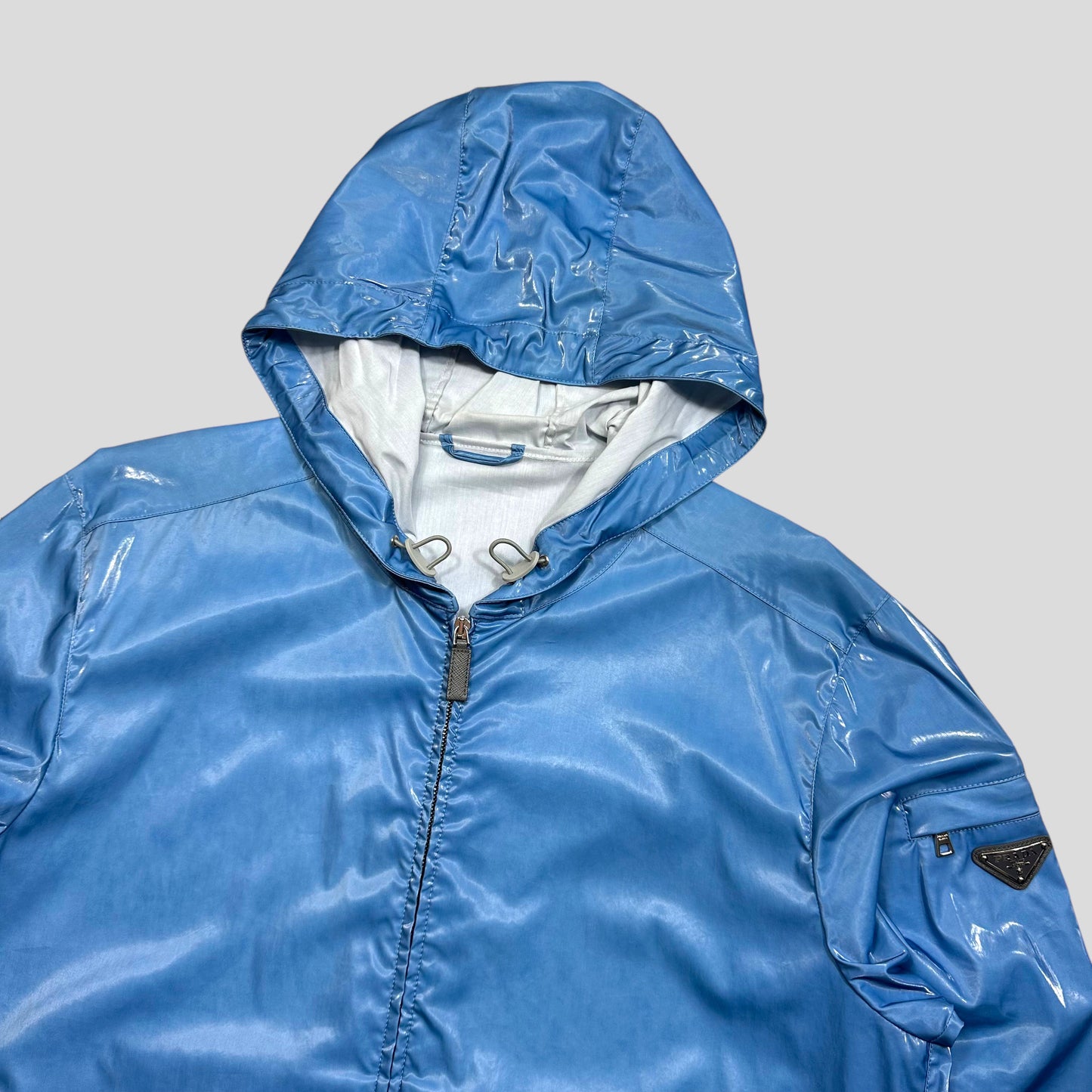 Prada Milano 2013 Liquid Silk Powder Blue Windbreaker - XL