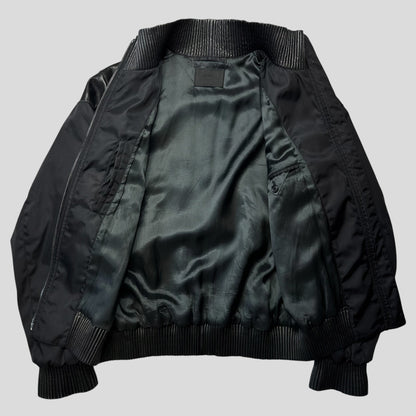 Prada Milano 2007 Gabardine Nylon + Leather Bomber Jacket - IT52 (L) | Default Title, Black